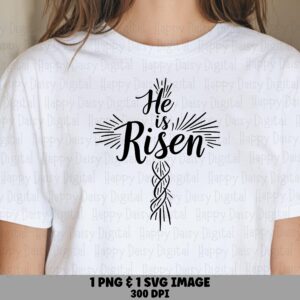 He Is Risen Braided Cross PNG SVG | Sublimation Commercial Use POD