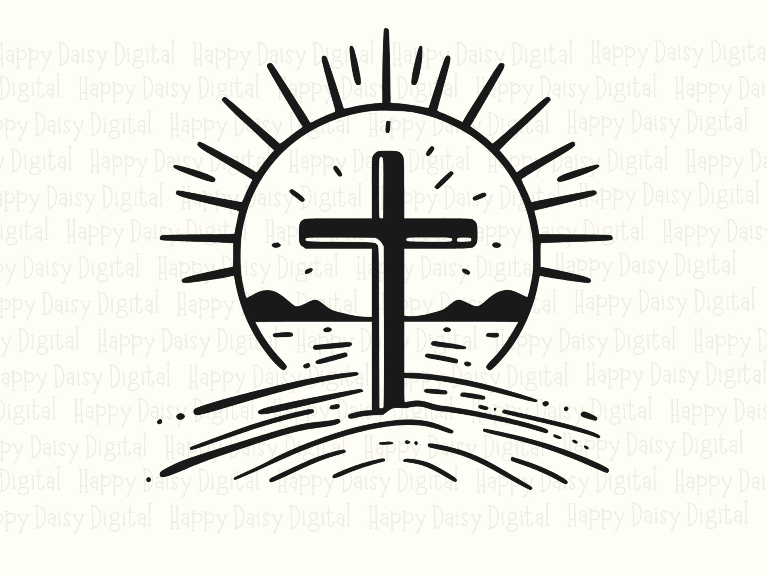 Sunrise Cross Silhouette PNG SVG | Sublimation Commercial Use POD - Image 2