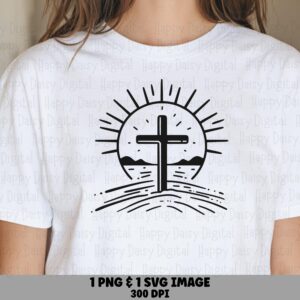 Sunrise Cross Silhouette PNG SVG | Sublimation Commercial Use POD