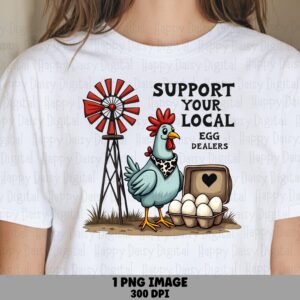 Chicken PNG Design, Farmhouse Hen Illustration | 300DPI File, Commercial Use License | Sublimation Ready