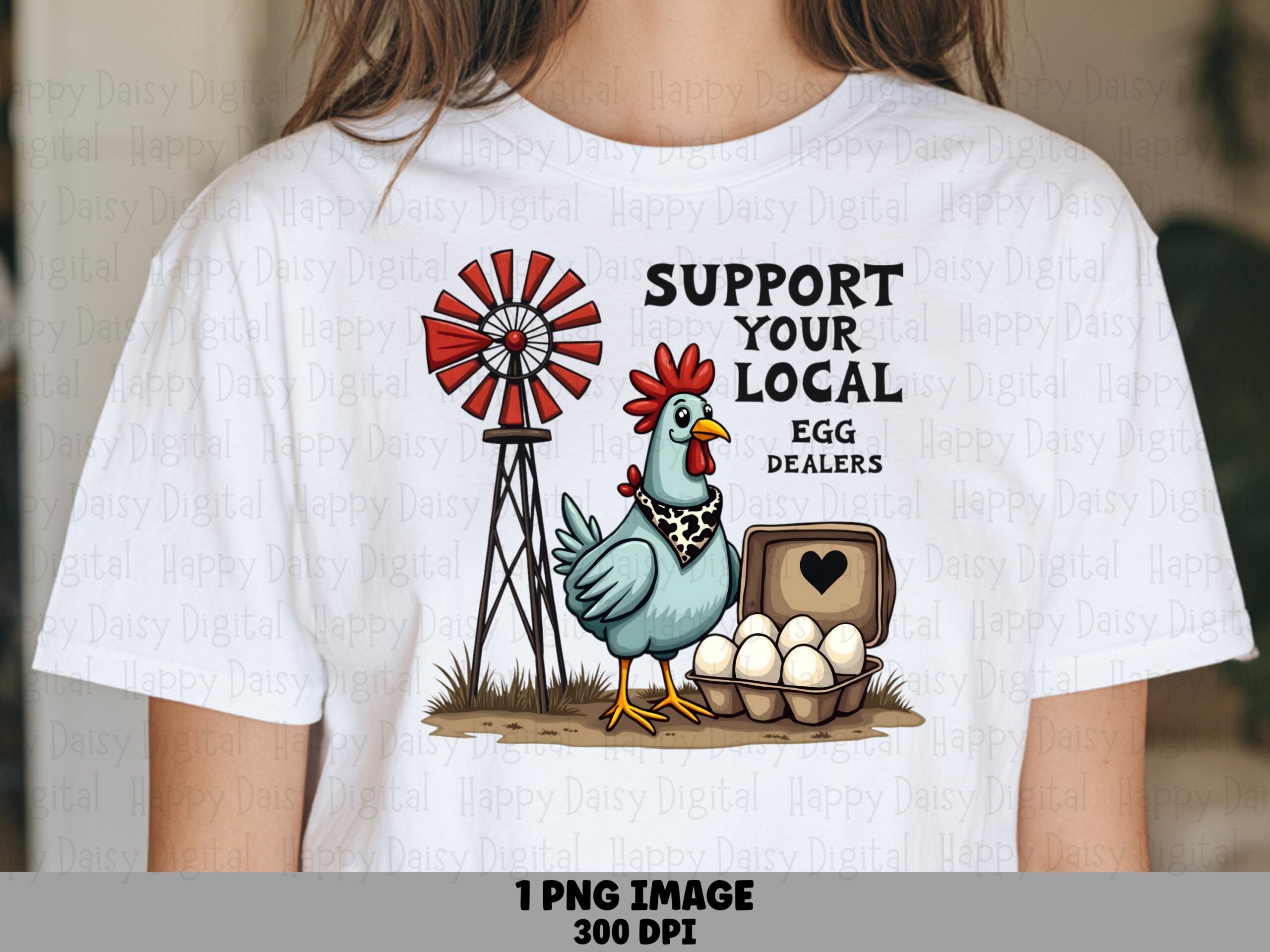 Chicken PNG Design, Farmhouse Hen Illustration | 300DPI File, Commercial Use License | Sublimation Ready