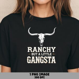 Bull Skull PNG, Ranchy Gangsta Clipart | Longhorn Illustration | Sublimation, Commercial Use, 300 DPI