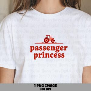 Passenger Princess, Farm Girl PNG | Red Tractor Icon, Sublimation Commercial Use, Print, 300 DPI