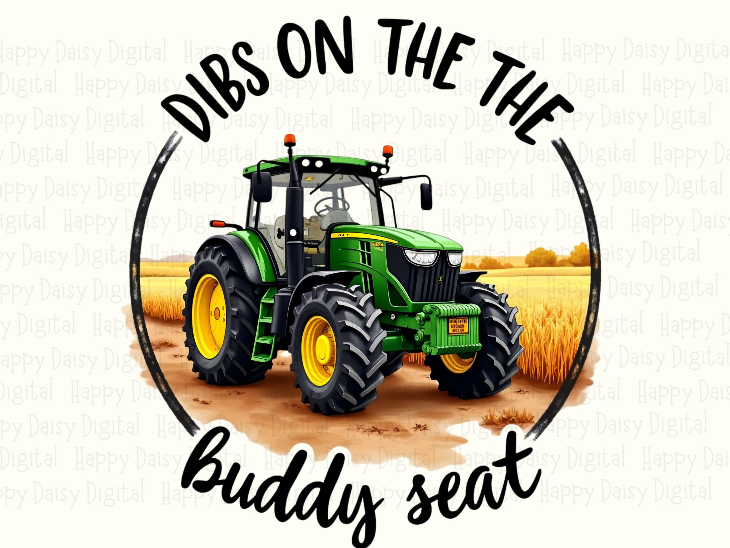 Dibs Buddy Seat, Farm Tractor PNG Clipart - Green Motif In Wheat Field, Circle Frame | 300 DPI, Commercial Use - Image 2