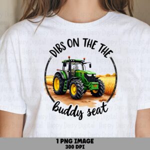 Dibs Buddy Seat, Farm Tractor PNG Clipart - Green Motif In Wheat Field, Circle Frame | 300 DPI, Commercial Use