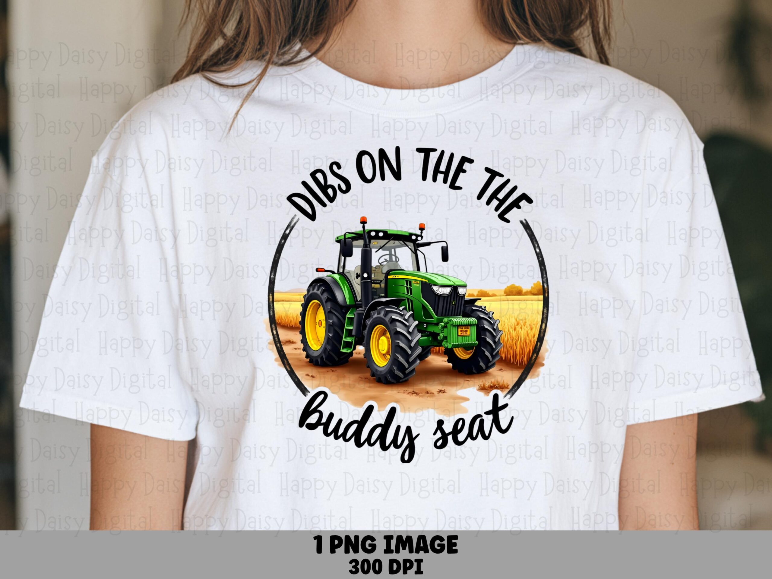 Dibs Buddy Seat, Farm Tractor PNG Clipart - Green Motif In Wheat Field, Circle Frame | 300 DPI, Commercial Use