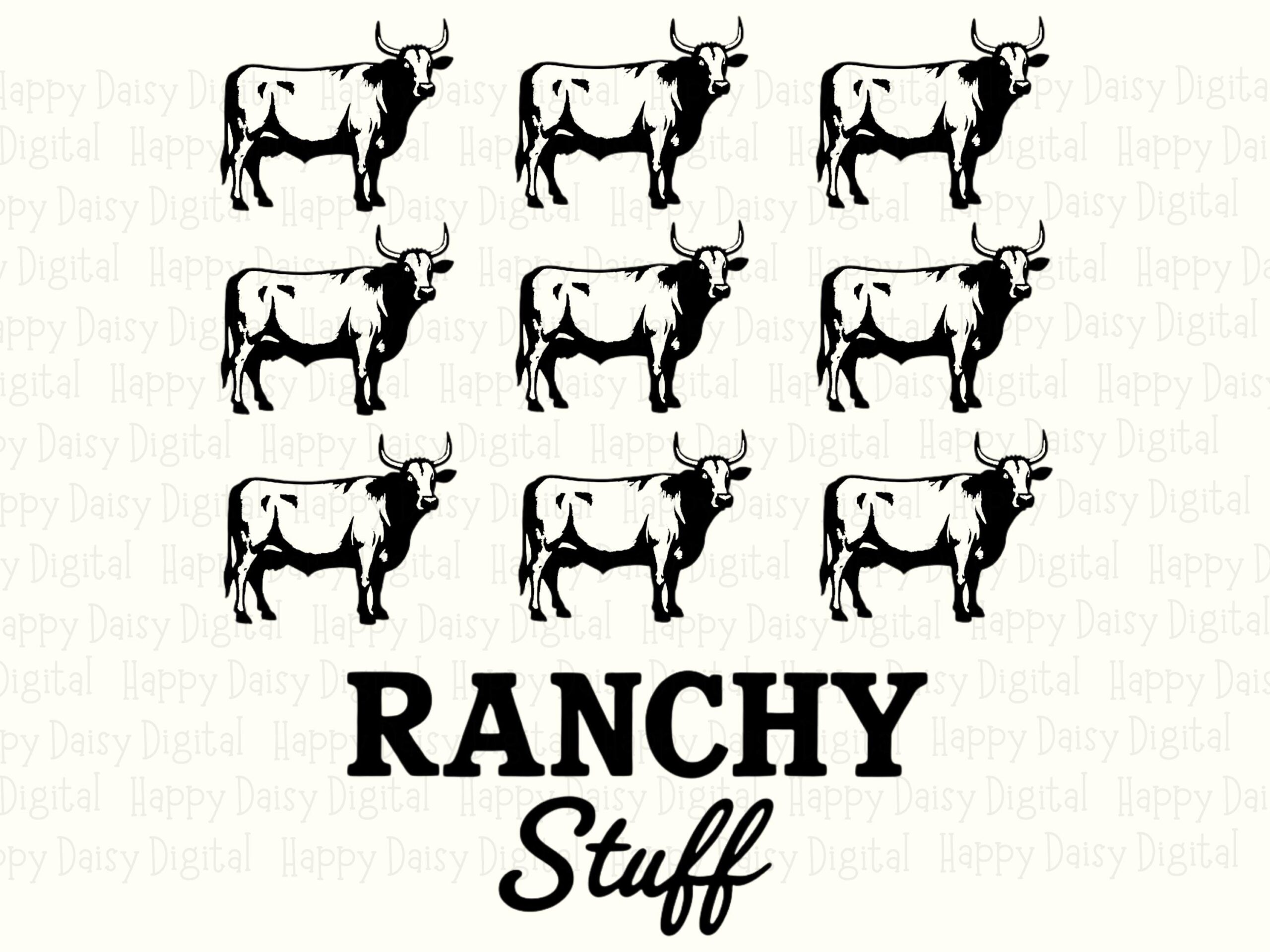 Longhorn Bull Grid, Sketched Ranch Artwork, PNG Design | Sublimation, 3x3 Layout, Commercial License, POD - Image 2
