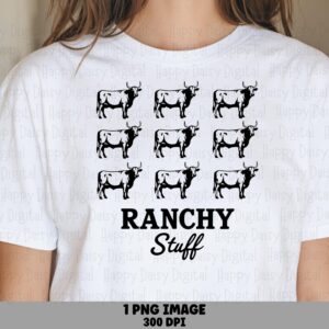 Longhorn Bull Grid, Sketched Ranch Artwork, PNG Design | Sublimation, 3x3 Layout, Commercial License, POD