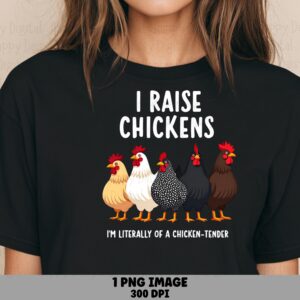 Chicken Tender Pun, Colorful Five Hens PNG | Sublimation 300 DPI, Commercial Use For POD Sellers