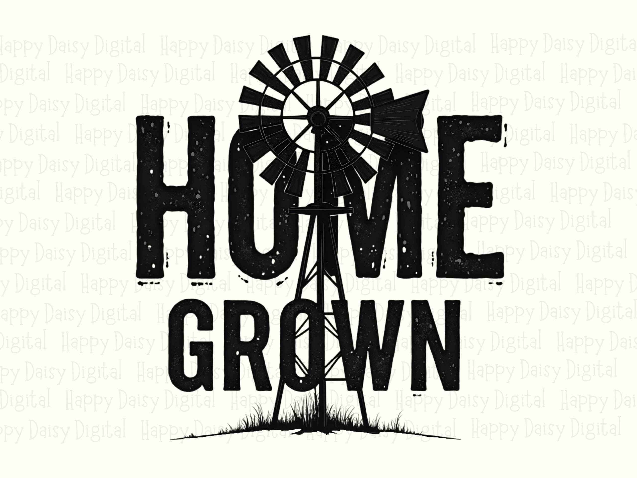 Home Grown Windmill, Rustic Distressed PNG Sublimation File | 300 DPI Print-Ready - Commercial Use, POD Sellers - Image 2