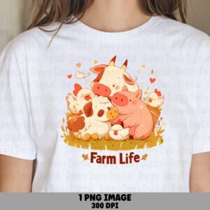 Cuddle Pile Farm, Soft Illustrated Animal Stack PNG | Sublimation, Commercial Use, 300 DPI