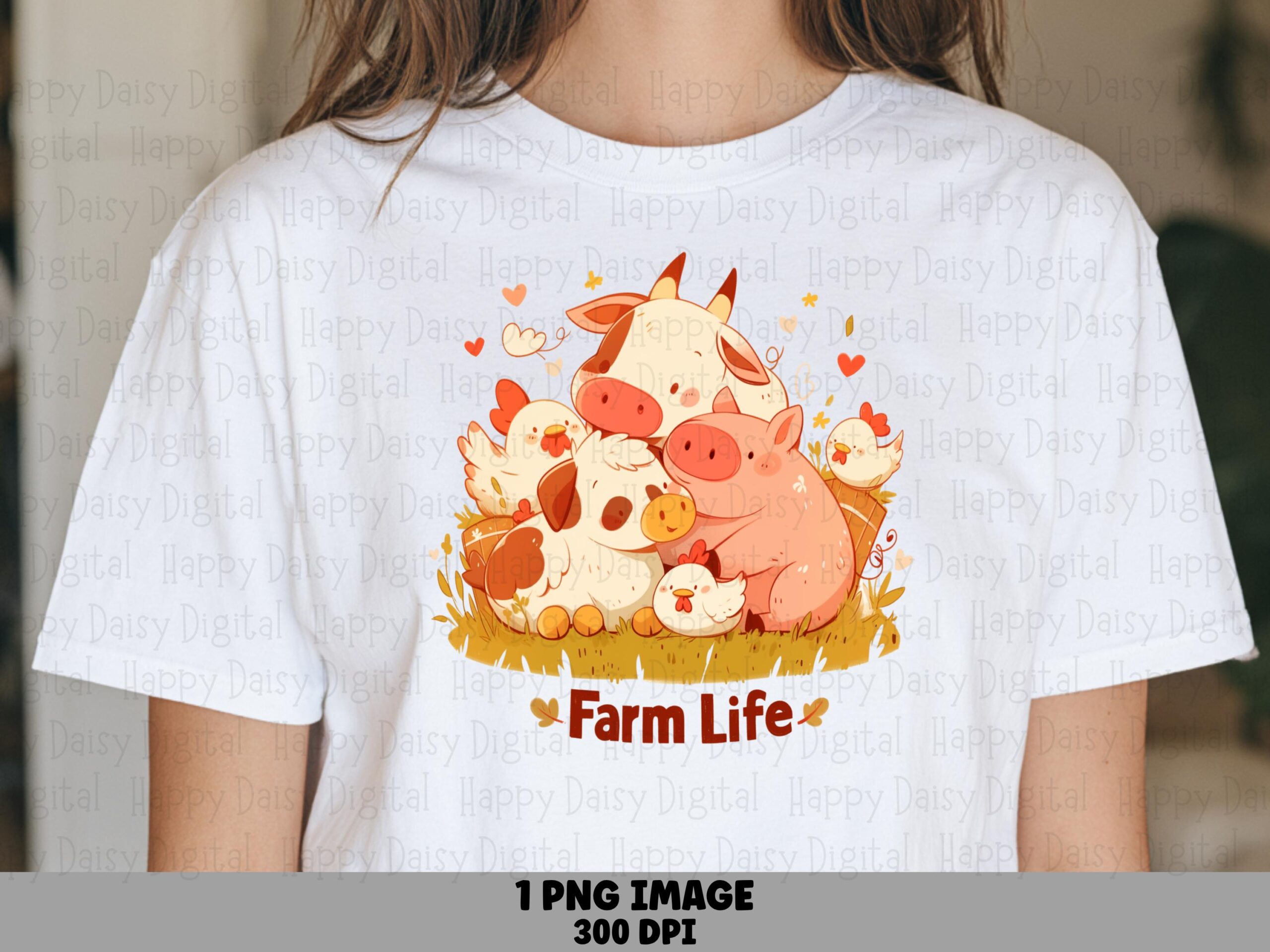 Cuddle Pile Farm, Soft Illustrated Animal Stack PNG | Sublimation, Commercial Use, 300 DPI