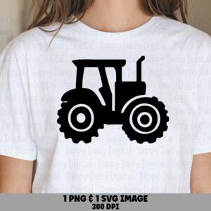 Black Tractor Icon, Clean Farmhouse Silhouette | PNG & SVG Download, 300 DPI | Commercial Use License