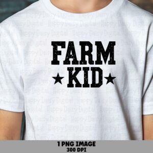 Farm Kid PNG Design, Distressed Varsity Youth Graphic, Commercial Use | Sublimation, 300 DPI, Clipart