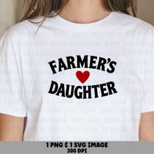 Farmers Daughter, Distressed Arched Text PNG SVG | Sublimation Design | Commercial Use, 300 DPI