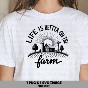 Sunburst Farm Scene, Farmhouse Sublimation Design - PNG & SVG Files | 300 DPI, Commercial Use