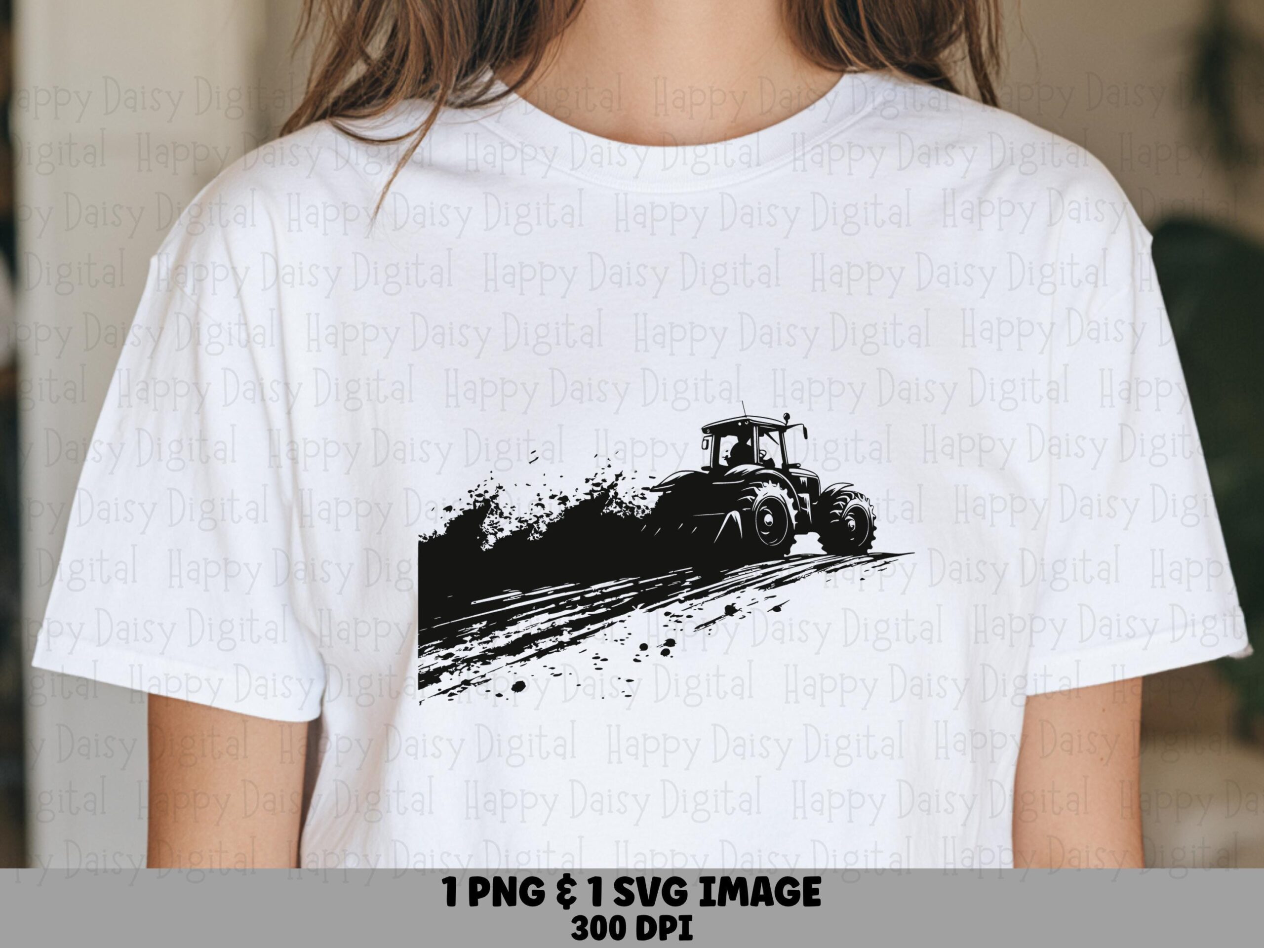 Tractor Plow Field, Grunge Splatter Plowing Silhouette PNG SVG | Sublimation, Commercial Use, POD-Friendly Files