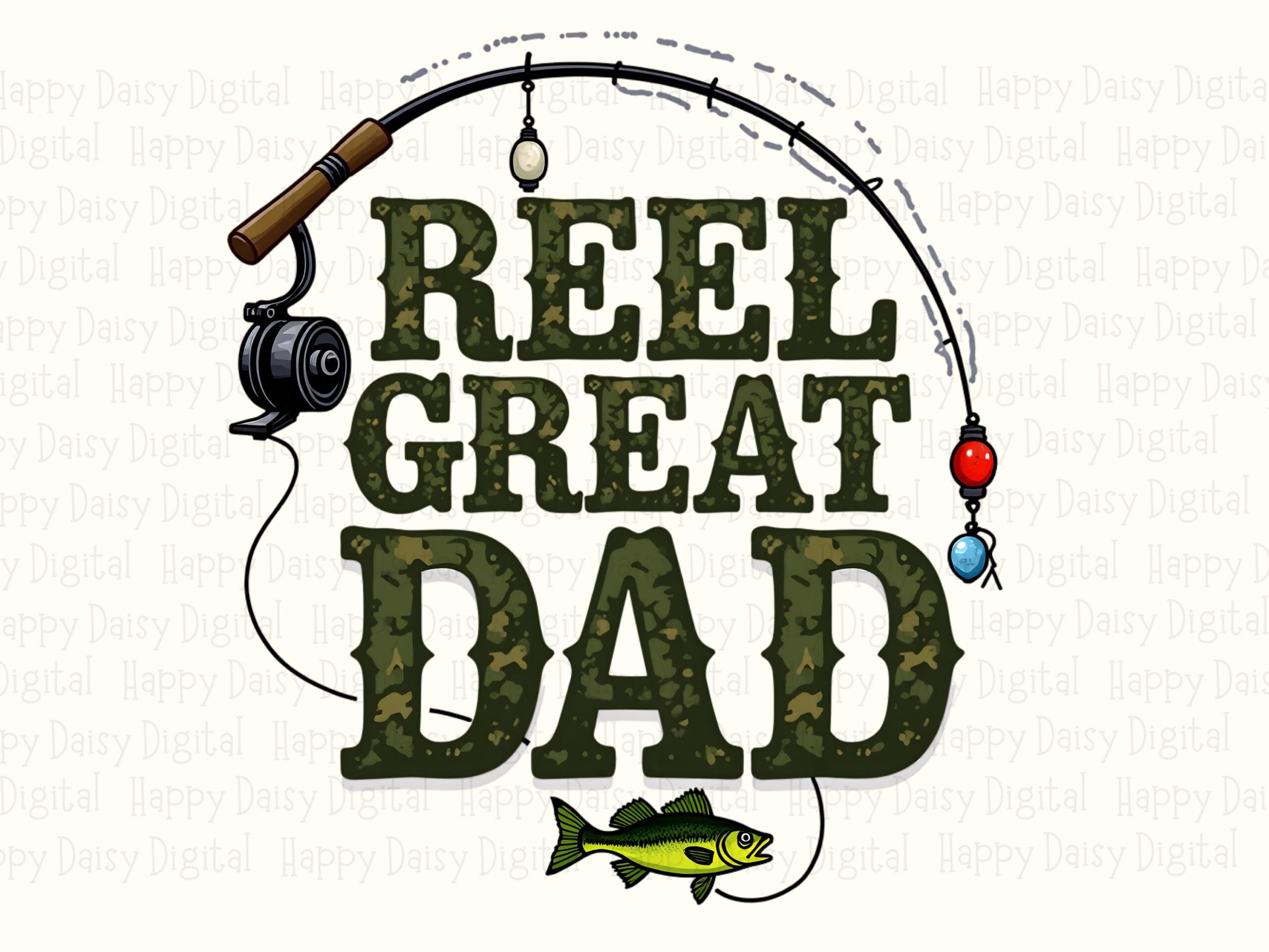 Camo Reel Great Dad, Bold Lettering Fishing PNG | Sublimation File, 300 DPI, Commercial License - Image 2
