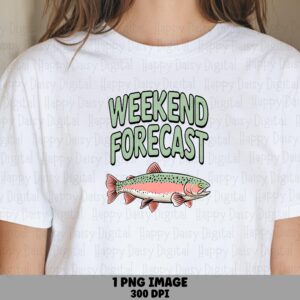 Trout Png Design, Bubble Letter Weekend Forecast | Pink Green Rainbow Illustration, Commercial License, Sublimation