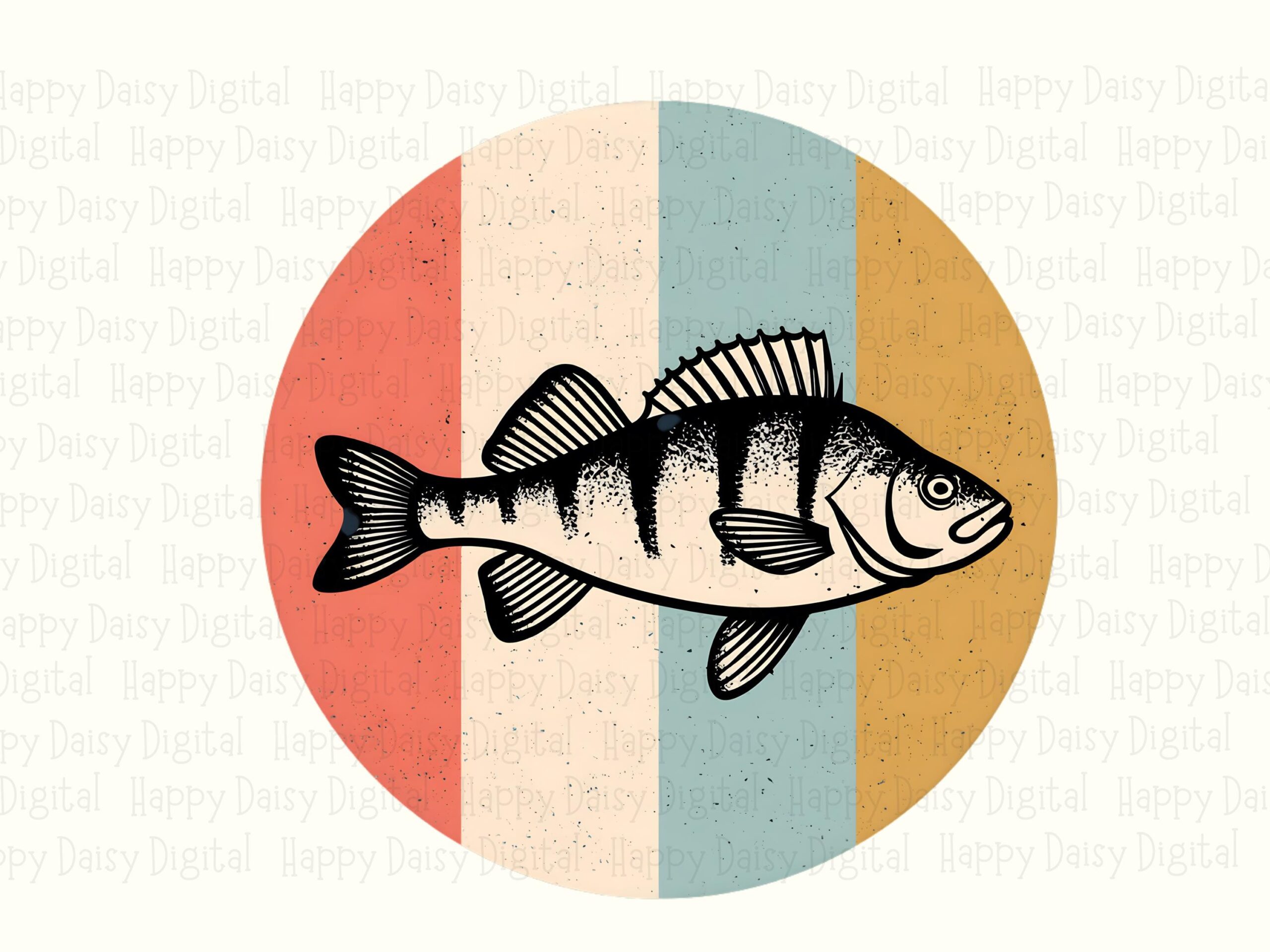 Retro Striped Circle, Vintage Sunset Perch PNG, Sublimation Clipart | Commercial Use License | 300 DPI, Transparent - Image 2