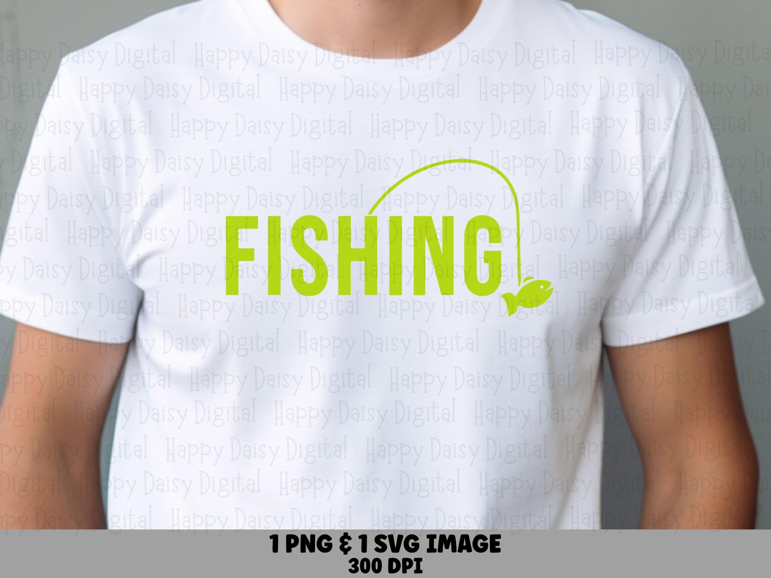 Fishing Png Design, Lime Green Rod And Hook Art - Tiny Fish Accent, SVG Files | Sublimation, Commercial Use