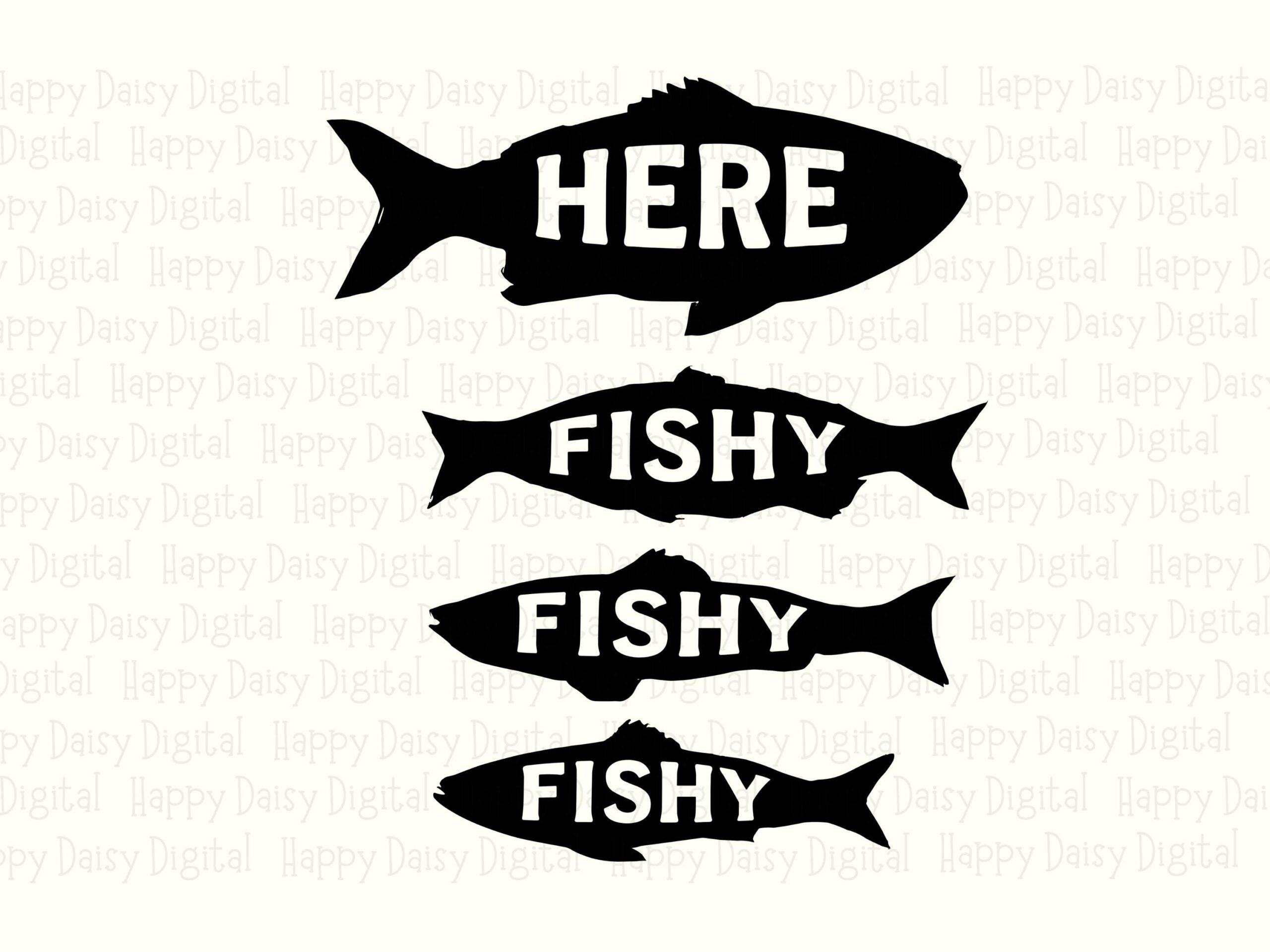 Fish Png Design, Stacked Silhouettes - Here Fishy Phrase, Vertical Four Stack | Svg, Commercial License - Image 2