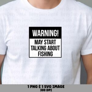 Warning Sign Fishing, Black White Caution Graphic | PNG & SVG Files | 300 DPI - Commercial Use License