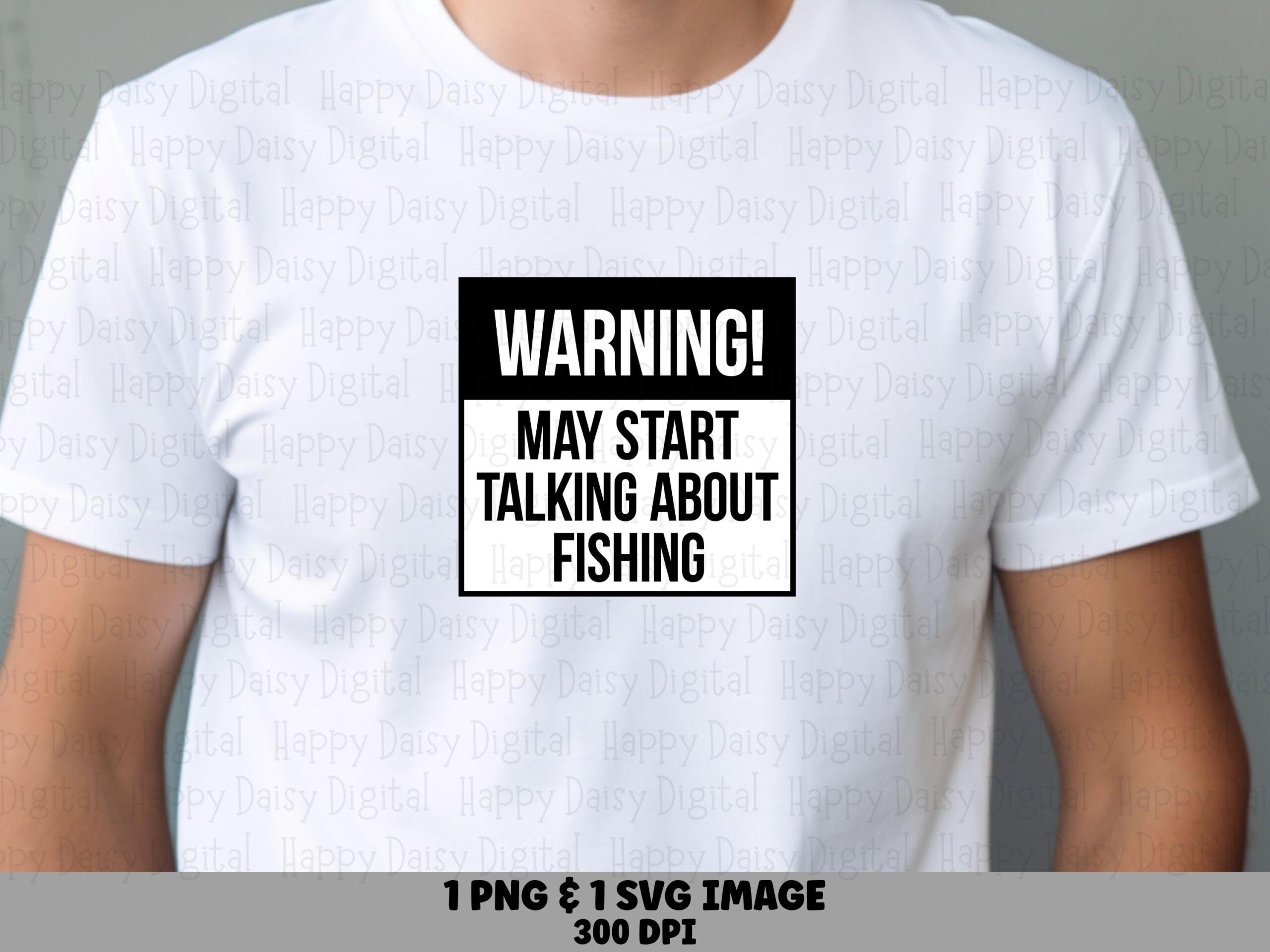 Warning Sign Fishing, Black White Caution Graphic | PNG & SVG Files | 300 DPI - Commercial Use License