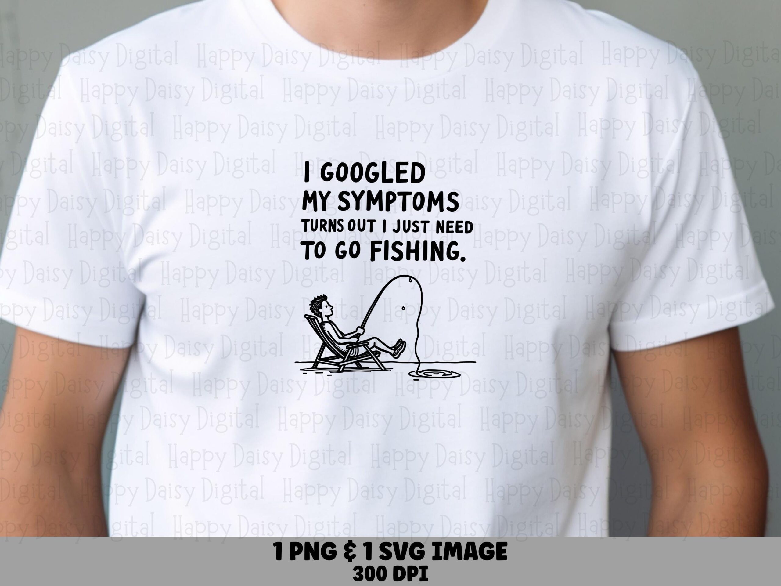 Googled My Symptoms, Doodle Fishing Design - PNG & SVG, Sublimation Clipart | Commercial Use, 300 DPI