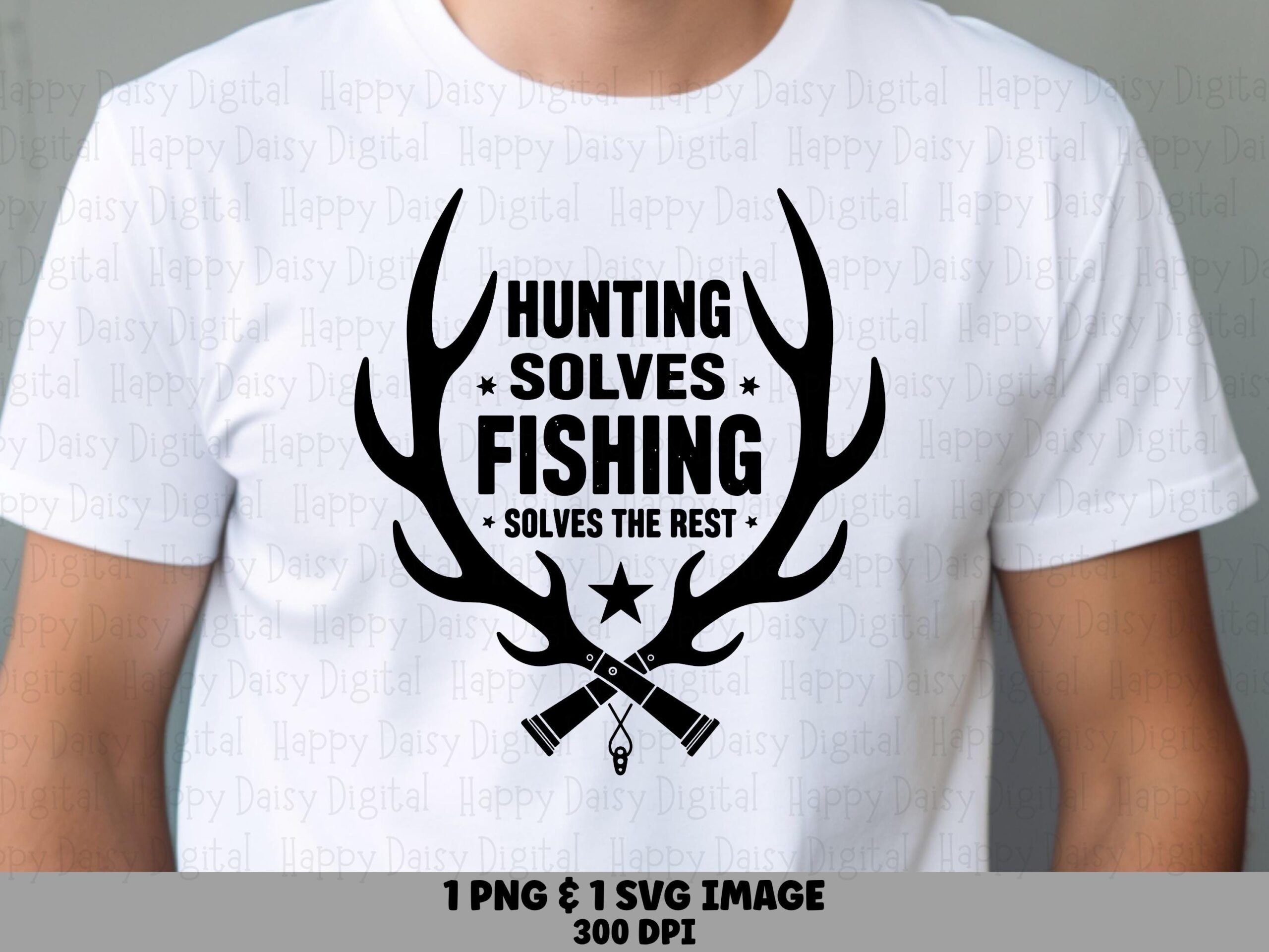 Hunting Png Design, Antlers With Crossed Rifles Clipart - Sublimation File, SVG, Commercial Use, 300 DPI