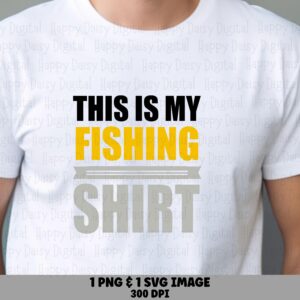 This Is My Fishing, Stacked Bold Lettering PNG SVG | Sublimation Digital Files | Black, Yellow, Gray, 300 DPI