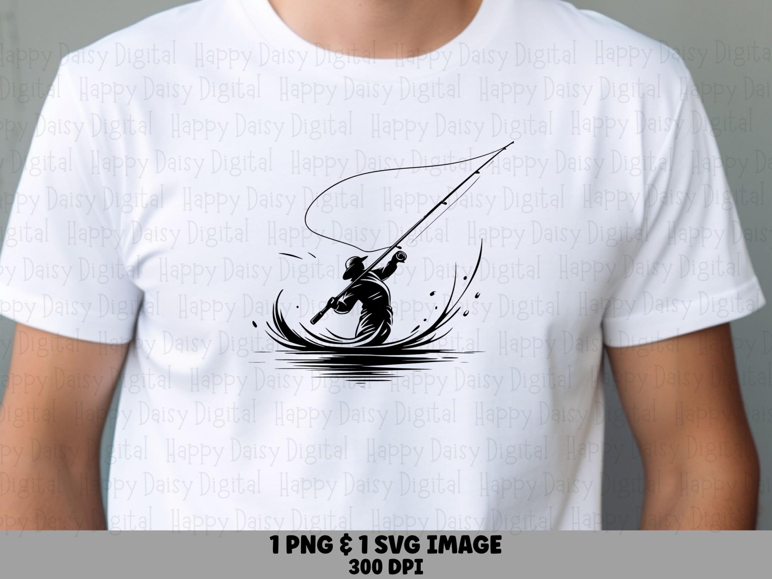 Fly Fisherman Cast, Silhouette Splash Design PNG SVG | Digital Clipart | 300 DPI, Commercial License