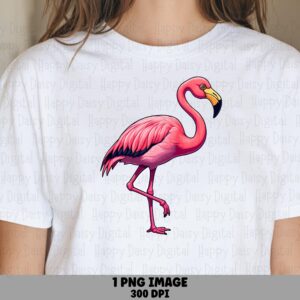 Bold Line Art Flamingo PNG | Sublimation Commercial Use POD