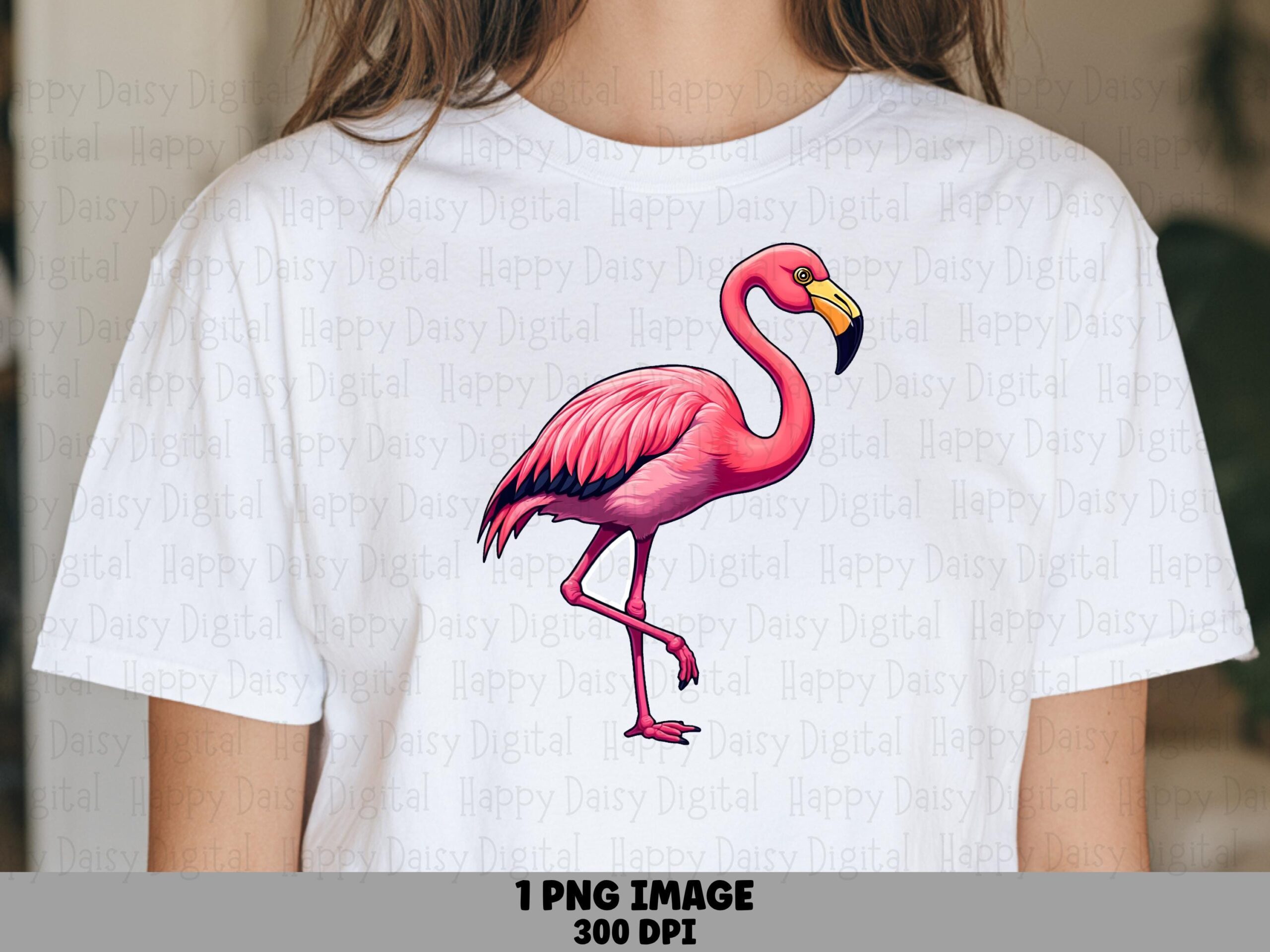 Bold Line Art Flamingo PNG | Sublimation Commercial Use POD