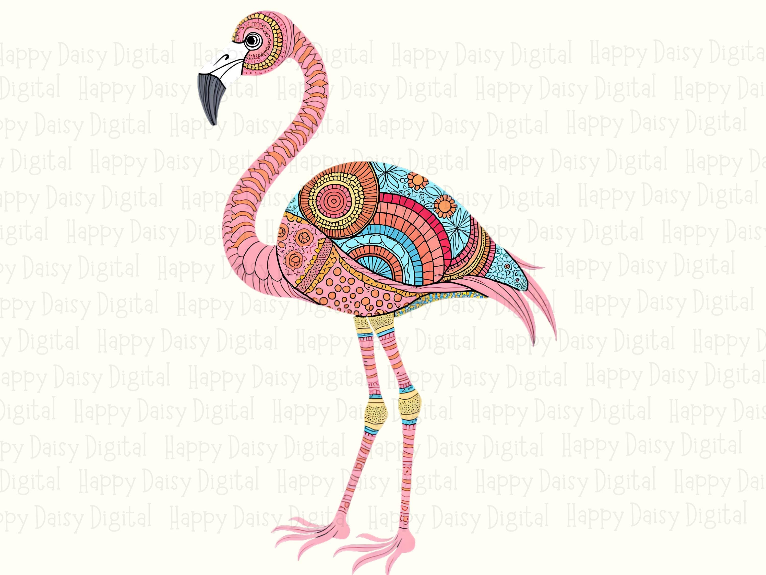Mandala Pattern Flamingo PNG | Sublimation Commercial Use POD - Image 2