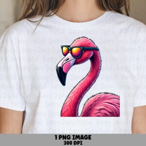 Cool Shades Flamingo Portrait PNG | Sublimation Commercial Use POD