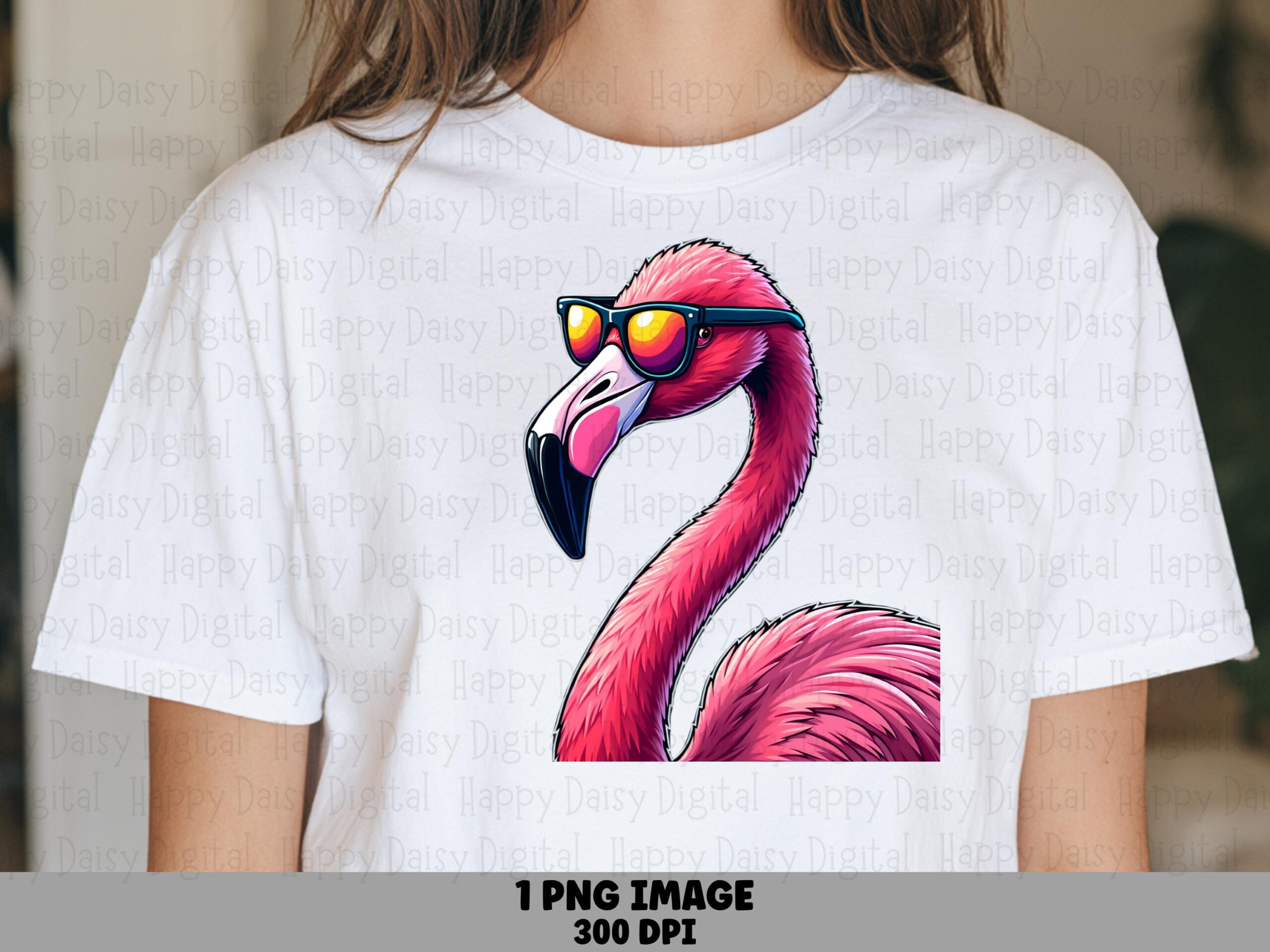 Cool Shades Flamingo Portrait PNG | Sublimation Commercial Use POD