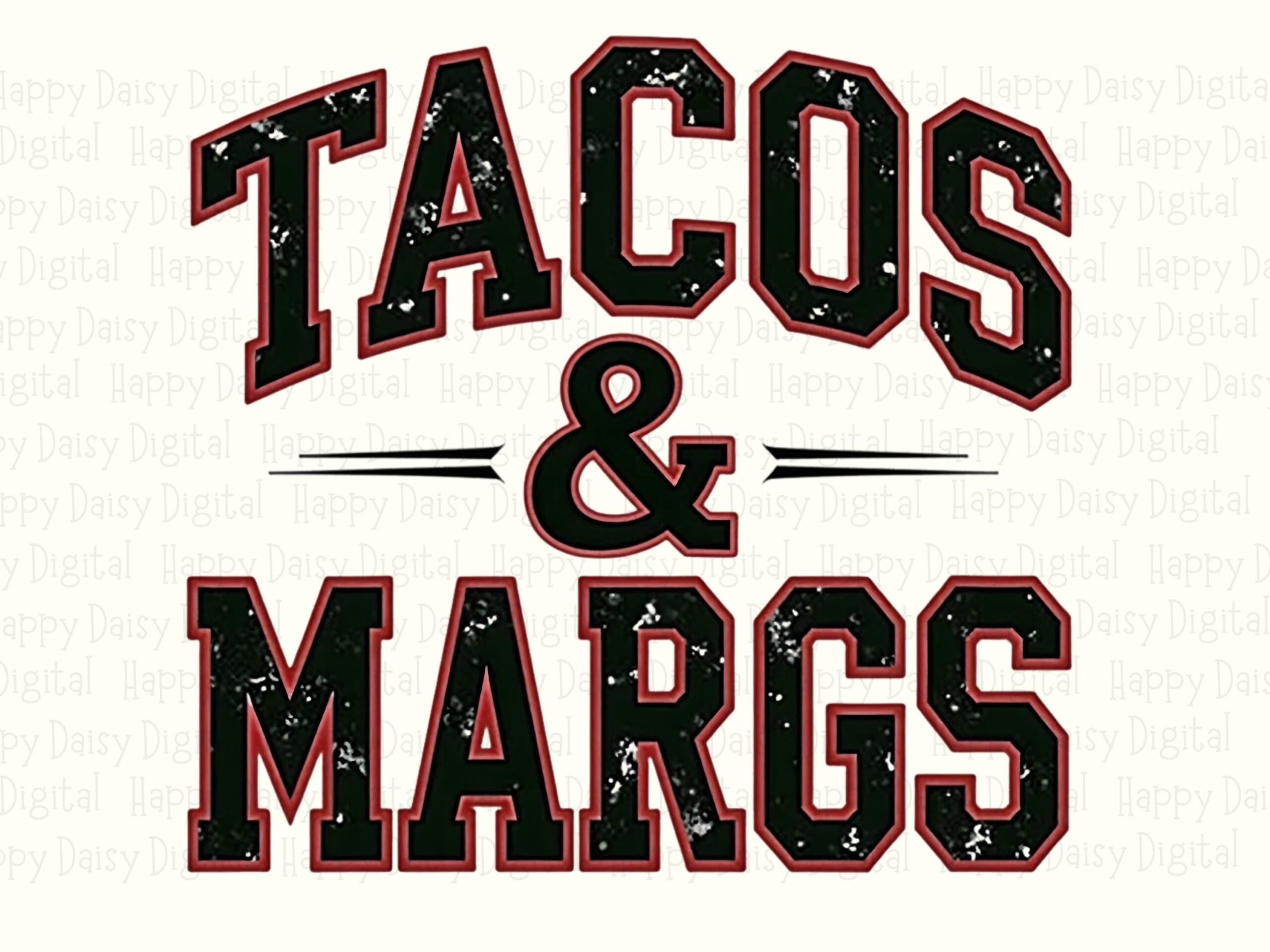 Tacos And Margs Text, Varsity Distressed PNG | Transparent Sublimation File, Commercial Use, 300 DPI - Image 2