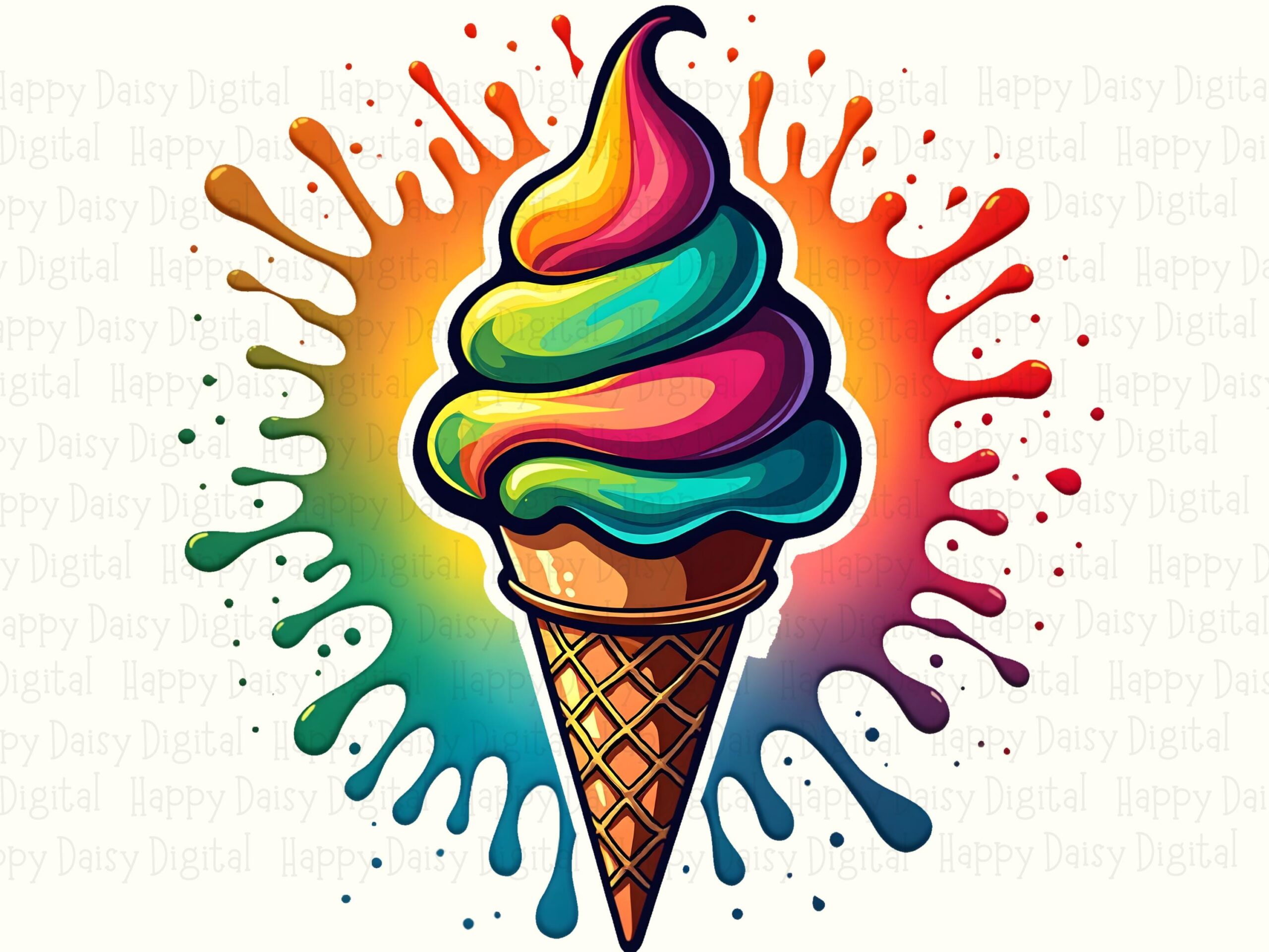 Rainbow Swirl Cone, Vivid Sunburst PNG | Sublimation Graphic | Print-Ready 300 DPI, Commercial Use, For POD Sellers - Image 2