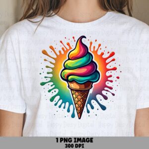 Rainbow Swirl Cone, Vivid Sunburst PNG | Sublimation Graphic | Print-Ready 300 DPI, Commercial Use, For POD Sellers