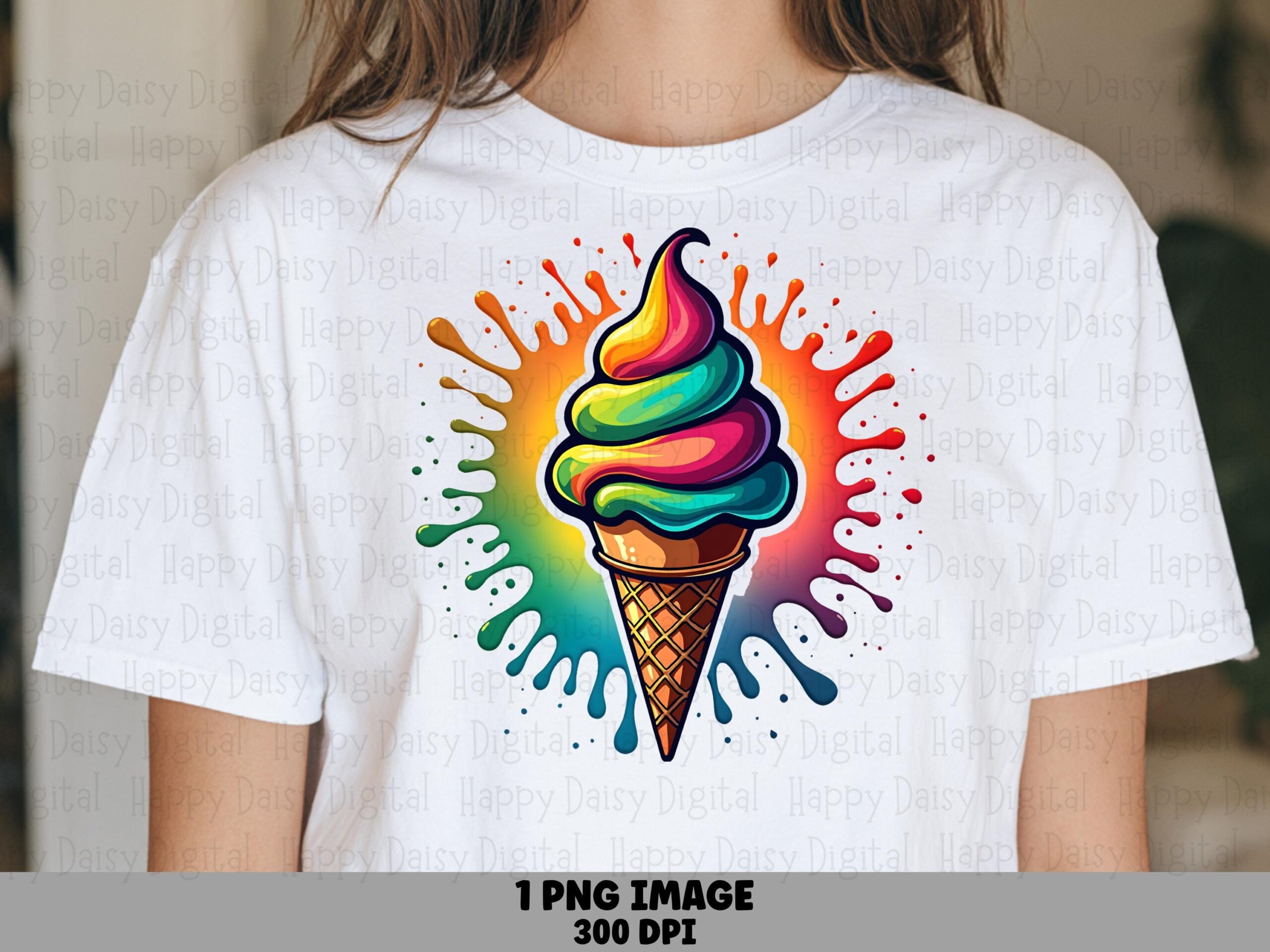 Rainbow Swirl Cone, Vivid Sunburst PNG | Sublimation Graphic | Print-Ready 300 DPI, Commercial Use, For POD Sellers