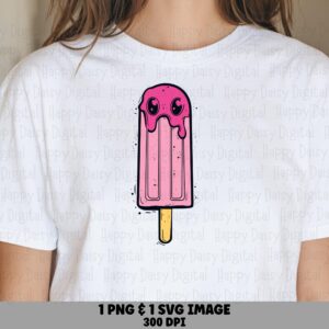 Drippy Pink Popsicle, Cute Drip Character Clipart | PNG & SVG | Sublimation, Commercial Use, POD