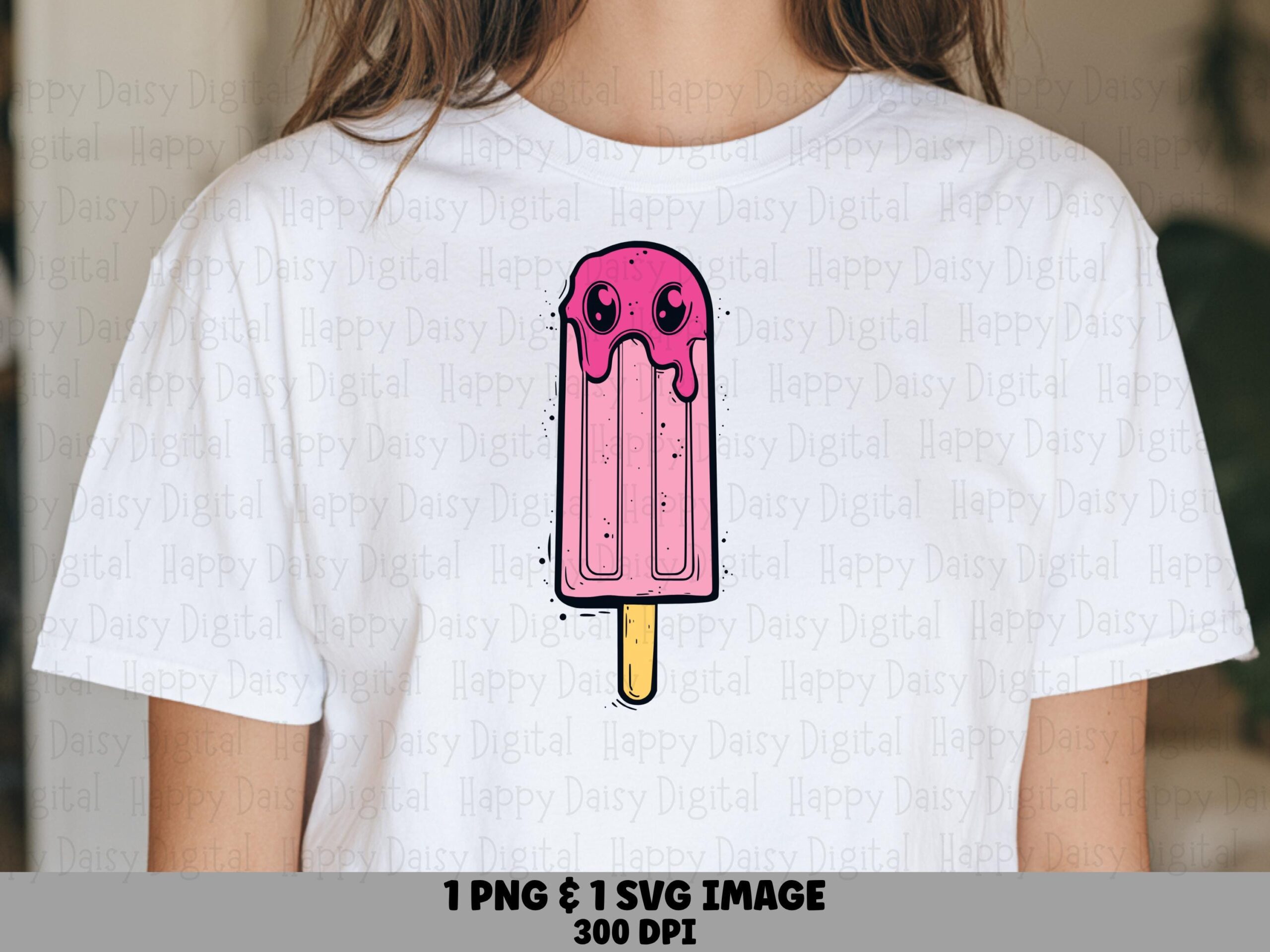 Drippy Pink Popsicle, Cute Drip Character Clipart | PNG & SVG | Sublimation, Commercial Use, POD
