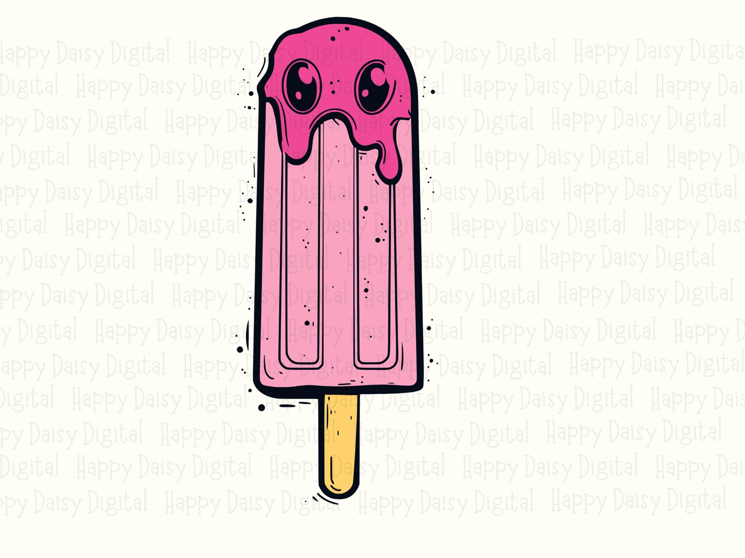 Drippy Pink Popsicle, Cute Drip Character Clipart | PNG & SVG | Sublimation, Commercial Use, POD - Image 2