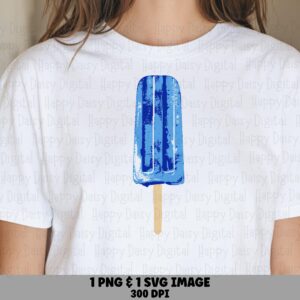 Blue Watercolor Pop, Textured Brush-Finish Popsicle PNG SVG | Sublimation, Commercial Use, 300 DPI