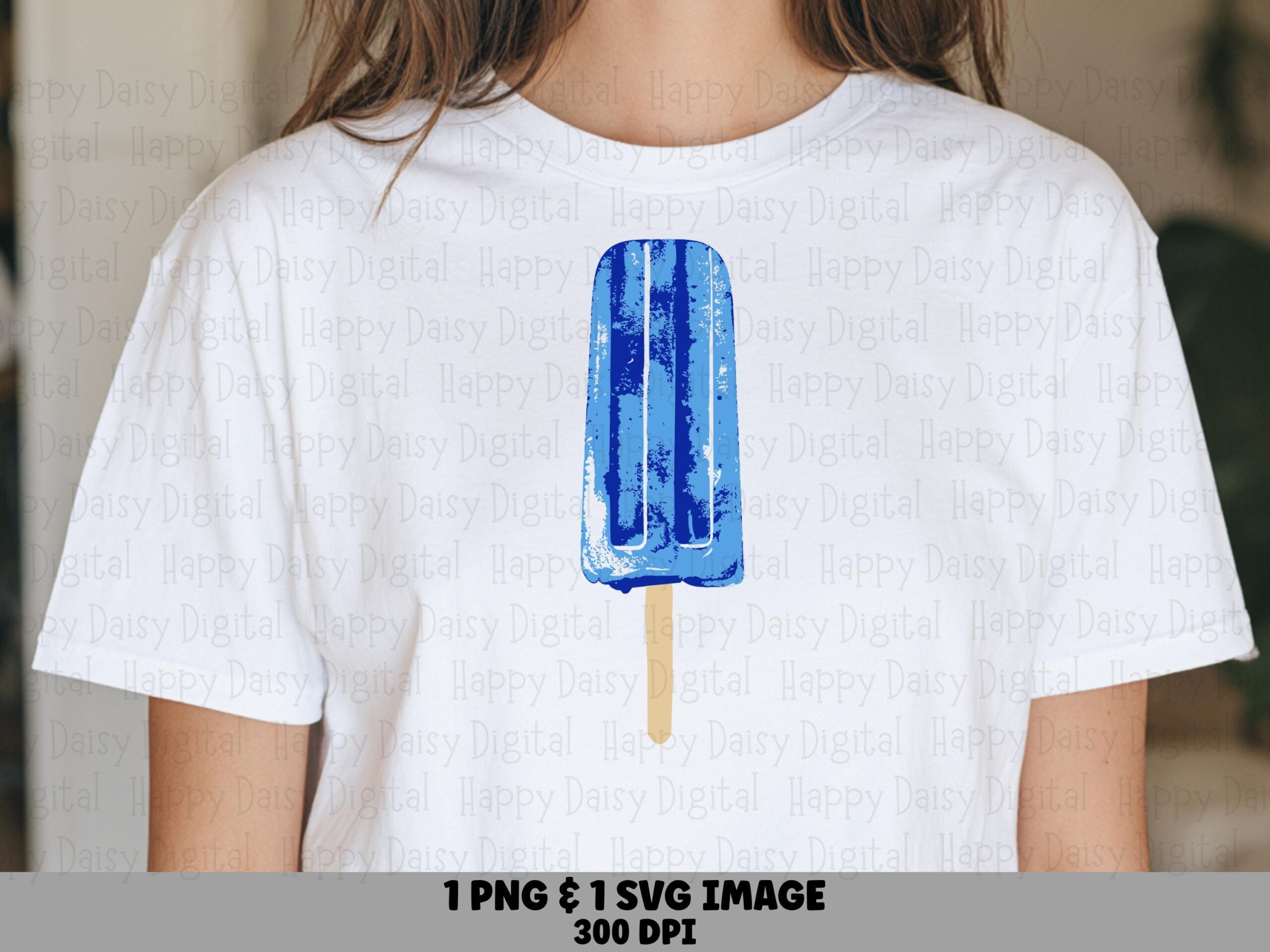 Blue Watercolor Pop, Textured Brush-Finish Popsicle PNG SVG | Sublimation, Commercial Use, 300 DPI