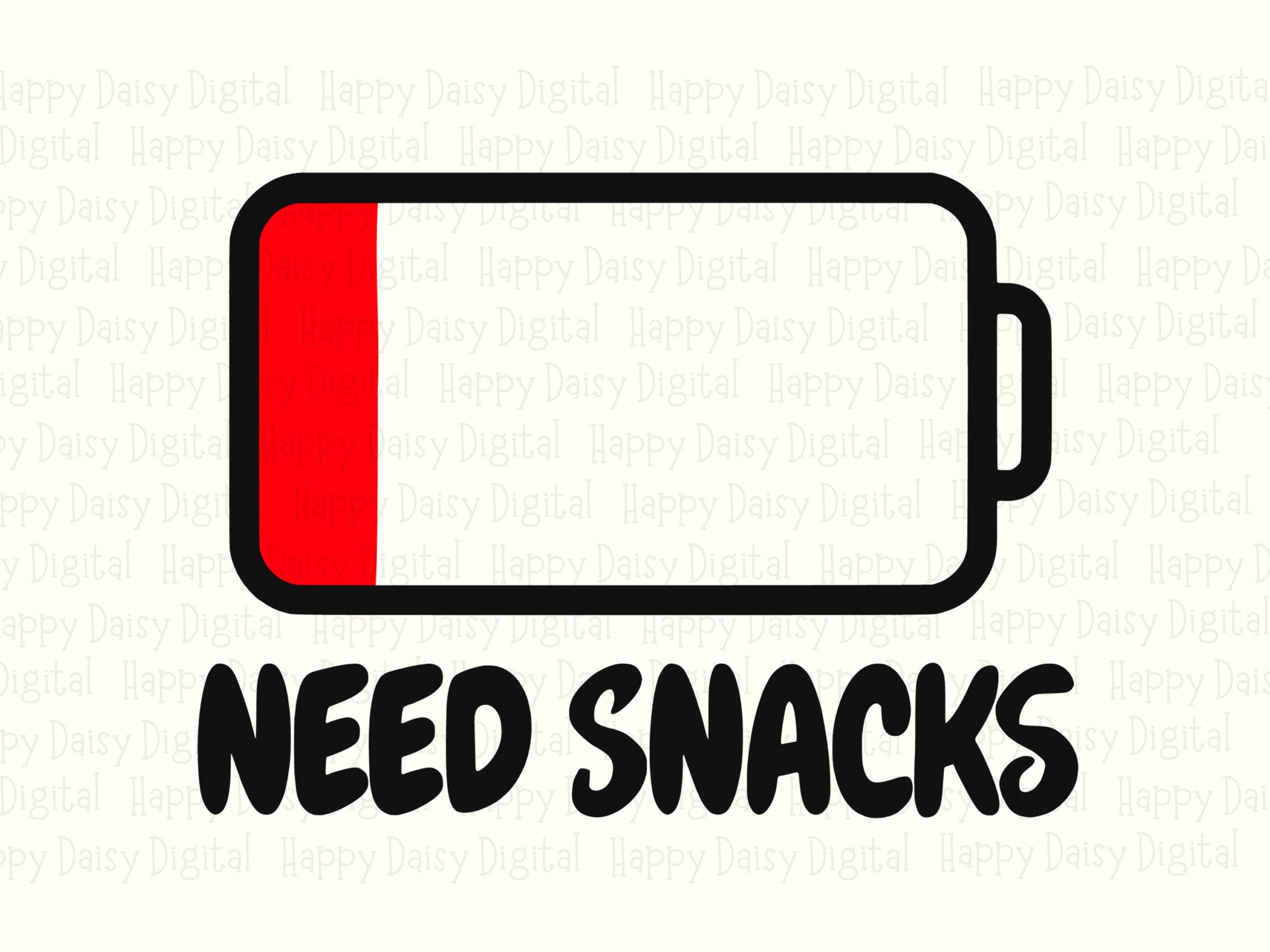 Need Snacks Battery, Funny Hand-Lettered Design PNG SVG | Sublimation, Commercial Use, 300 DPI - Image 2