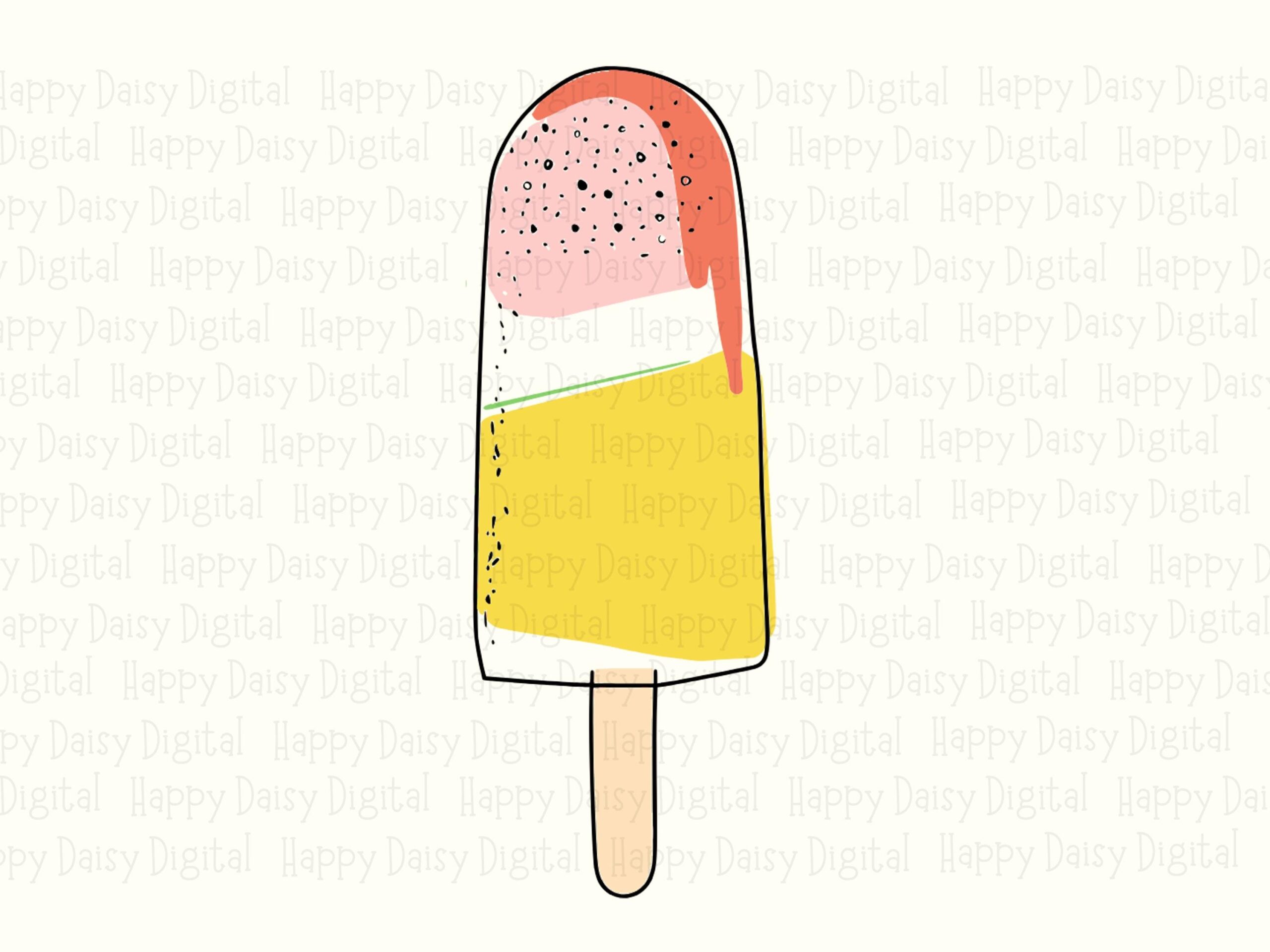 Orange Popsicle Icon, Drippy PNG SVG | Yellow Illustration, Bold Outline, Sublimation 300 DPI - Image 2