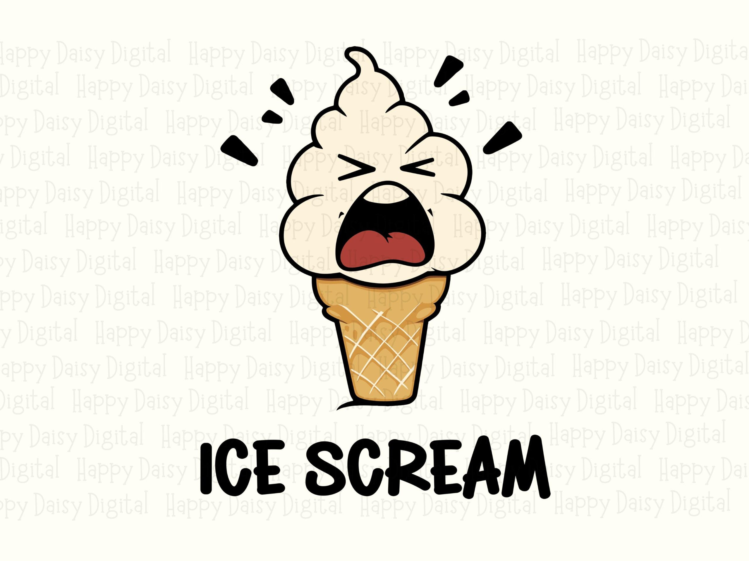 Ice Scream Pun Cone, Goofy Cream Character PNG SVG | Sublimation, Commercial Use, 300 DPI - Image 2