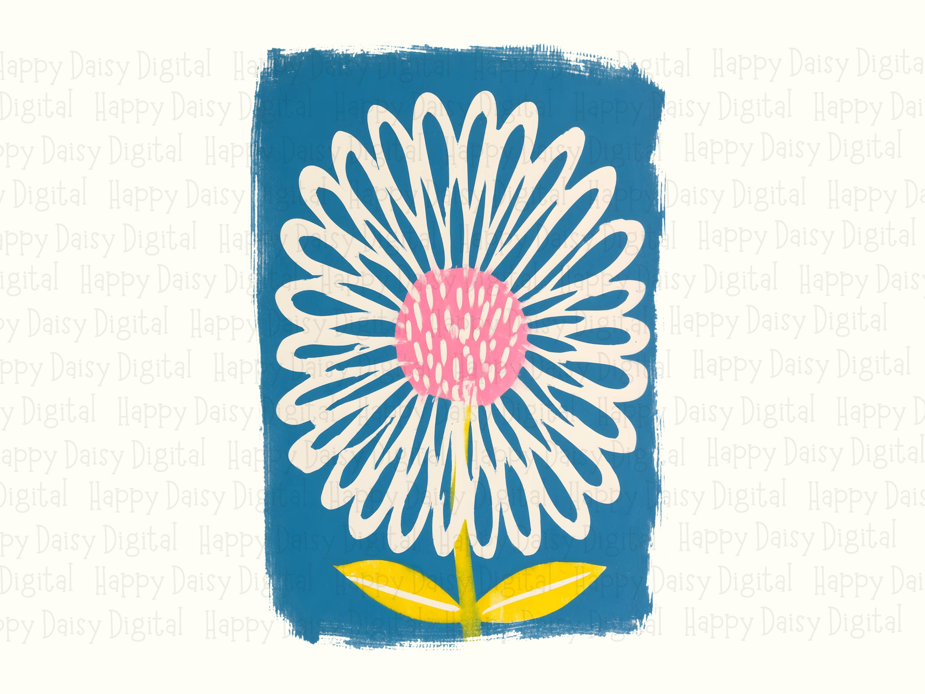 Retro Blue Daisy PNG | Sublimation Commercial Use POD - Image 2